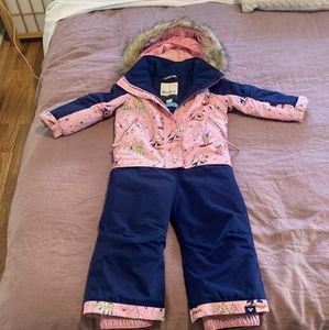 2T Roxy full body snowsuit with fur hood